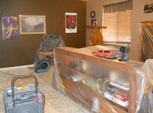 Family room flooding, water removal