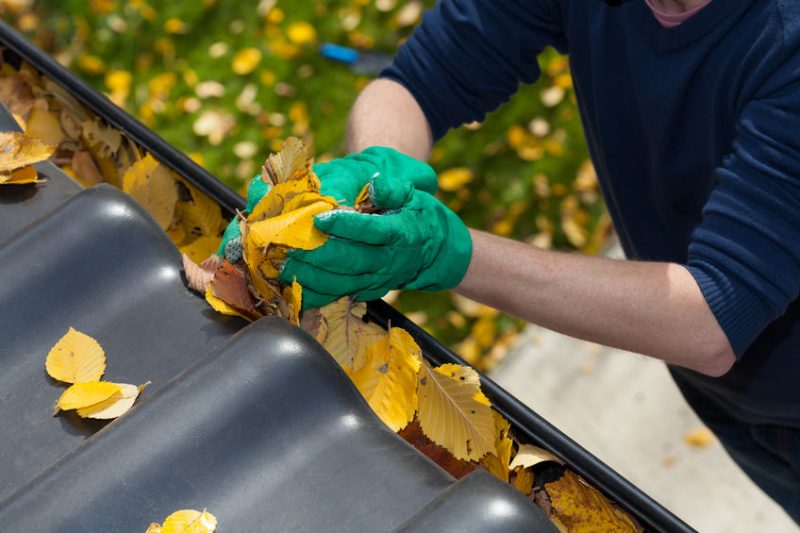 cleaning the rain gutter